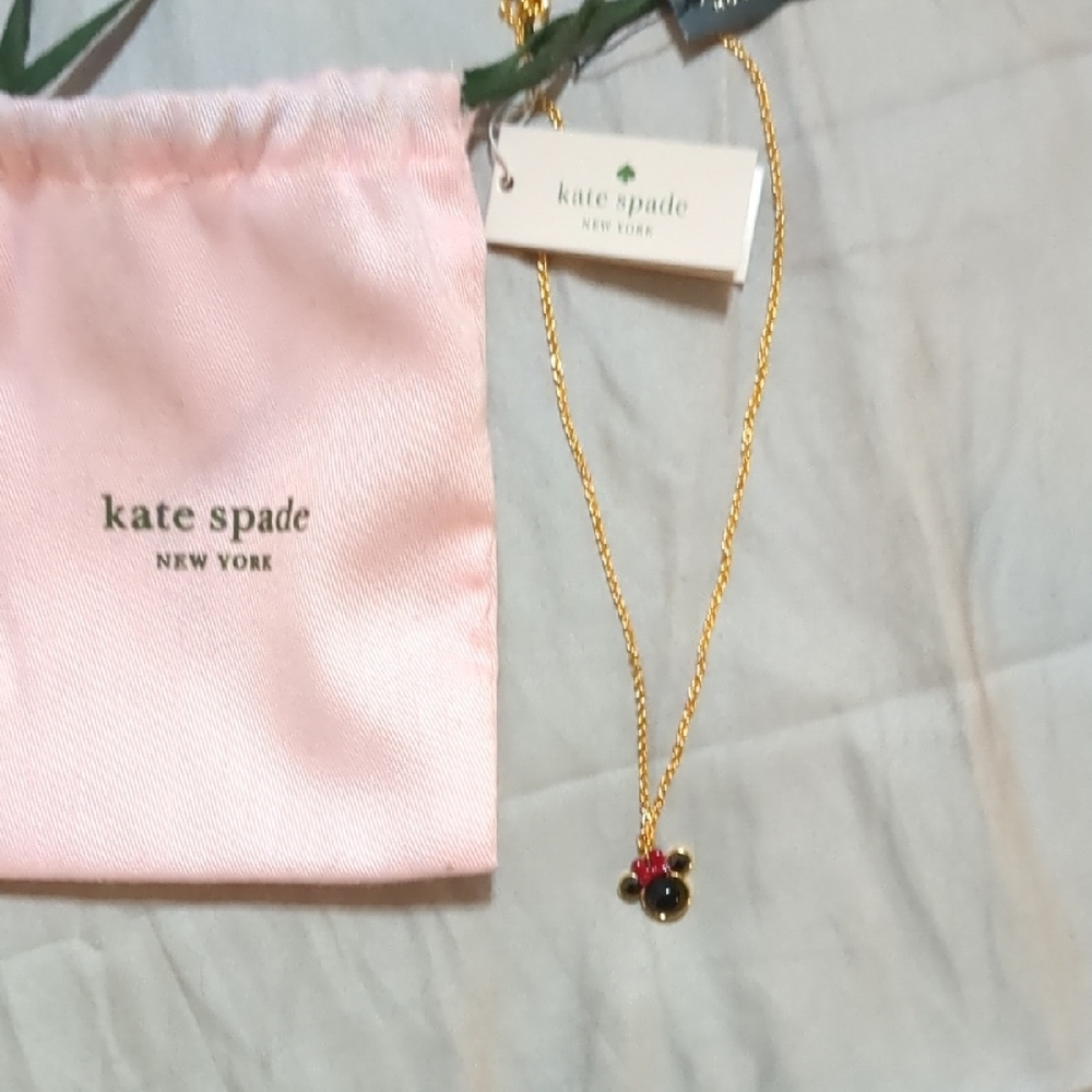 Kate Spade Gold Necklace with Pink Pouch